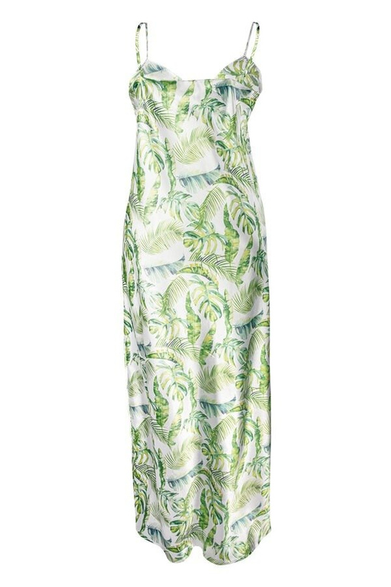 Flowers Halka satynowa długa koszulka damska DKaren - DK-HI 11 biały