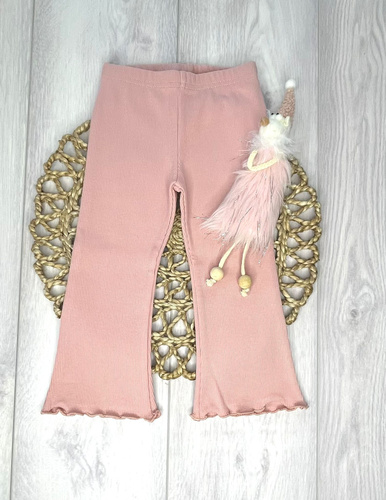 Legginsy prążek dzwony Mamatti  LJ803 97% bawełna elastyczne - brudny róż