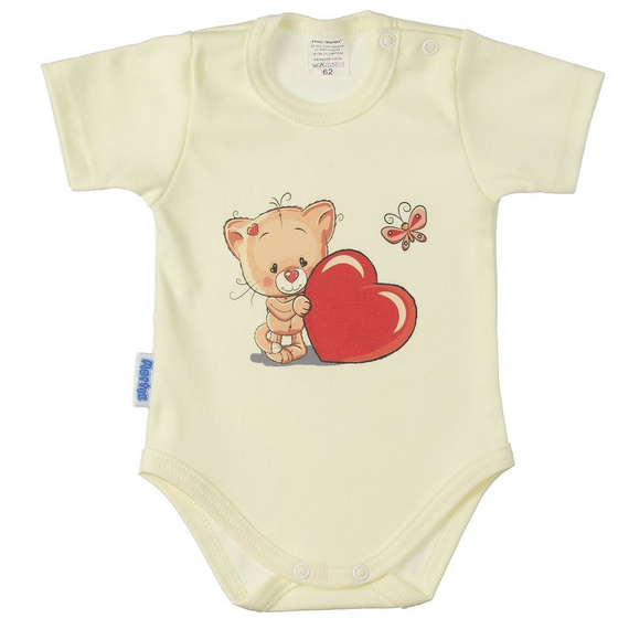 Miś z Serduszkiem body niemowlęce krótki rękaw Martex ecru