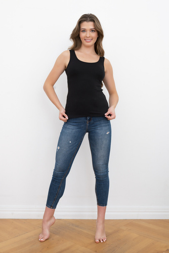 Ibiza Koszula Damska szerokie ramiączka Italian Fashion- czarna