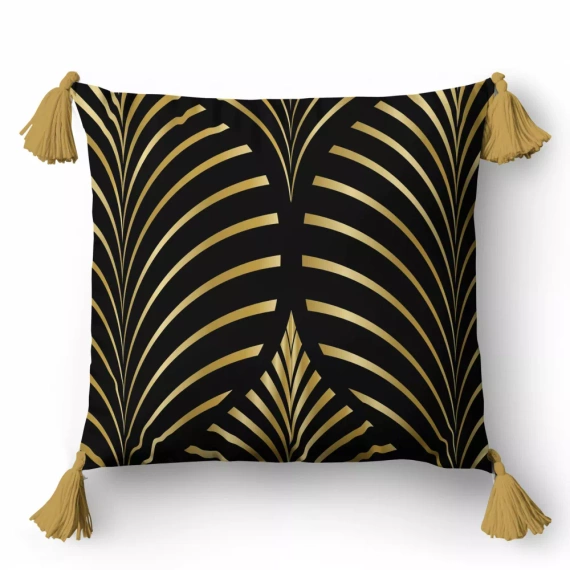 5400 A Poszewka dekoracyjna ornamenty Panama 58 Detexpol czarny