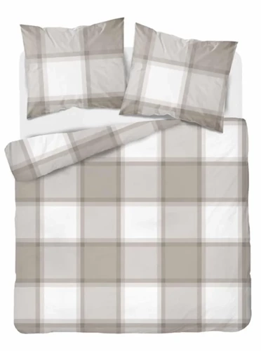 4573 B Pościel bawełniana krata Detexpol jasny brąz