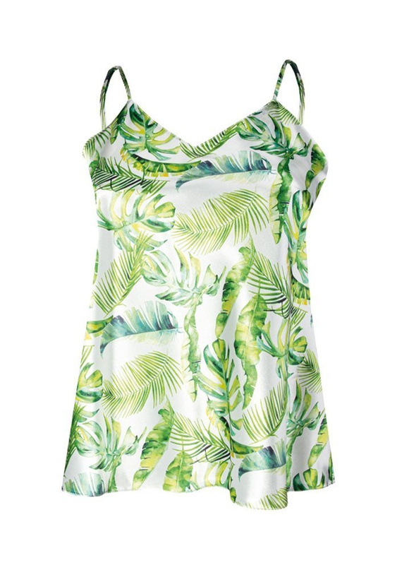 Flowers DK-TK Satynowy top damski DKaren - biały 003