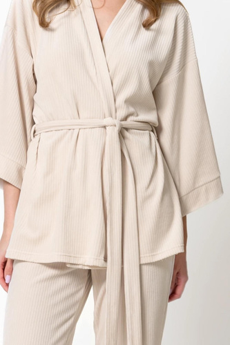 Leveza Darlin 1816 Piżama Damska Welurowa 3/4 Komplet Homewear Sahara