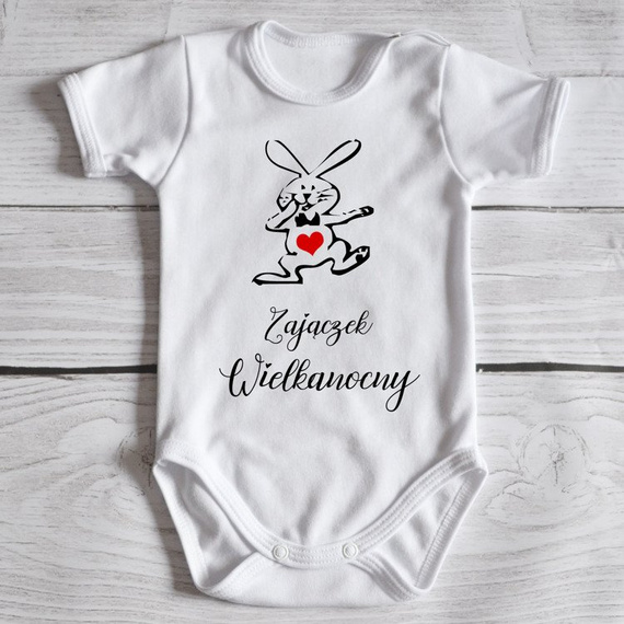Body krótki rękaw "Zajączek Wielkanocny" Moocha białe