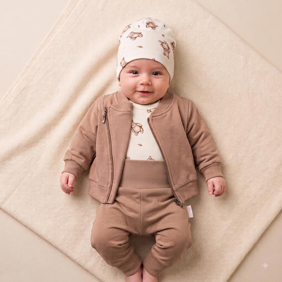 227273 Nicol BENEK Bluza chłopięca ramoneska brązowa bawełna zamek