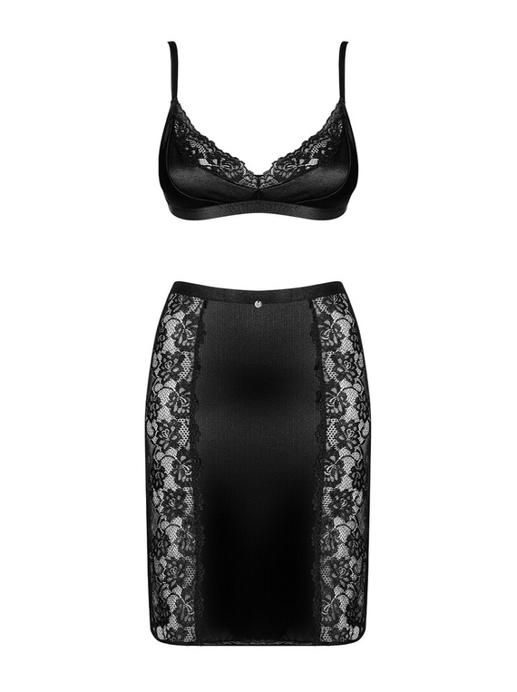 Blanita Komplet Biustonosz + spódniczka Obsessive czarny