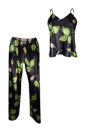 DK-KI Flowers Komplet Damski Piżama DKaren - 8 czarny
