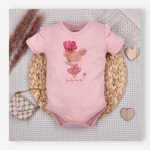 ABN-5689 Body niemowlęce Nini Małe Myszki bawełna organiczna napy ramię antyalergiczne