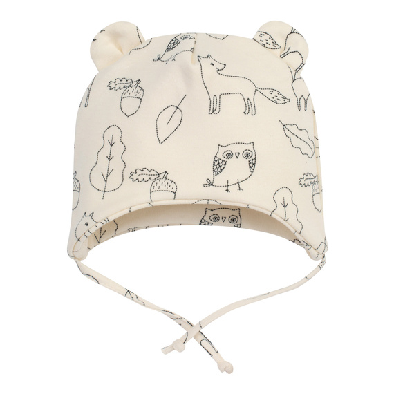 Secret Forest Czapka niemowlęca wiązana Pinokio - ecru liski