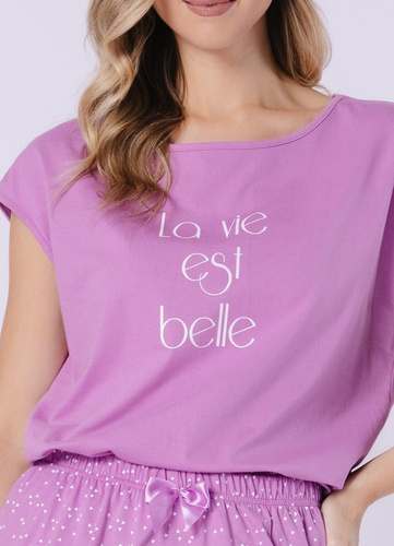 Rafaella Leveza 1715 fioletowy – bawełniana piżama damska z szortami, lekka i wygodna