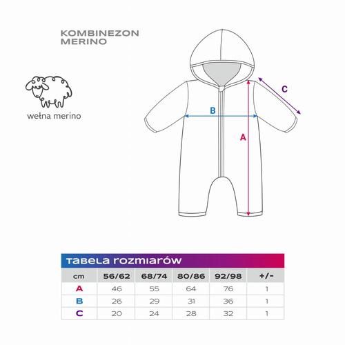 Kombinezon niemowlęcy z wełny merino Eevi – granatowy, miękki i oddychający