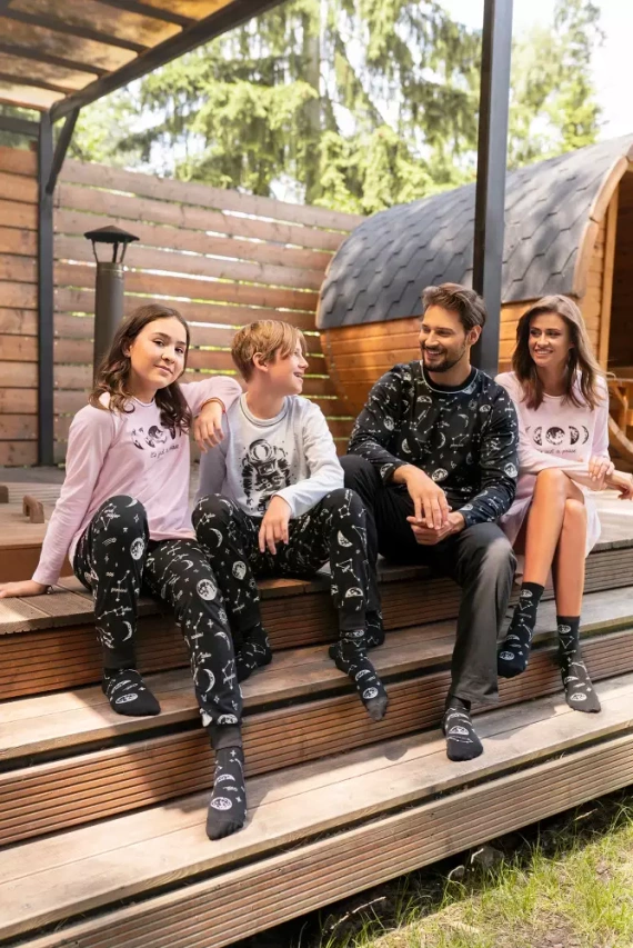 Umbra Piżama dziewczęca, długi rękaw i spodnie Italian Fashion- łososiowy/druk