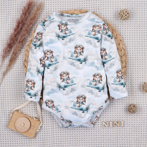 NINI ABN-5744/PIL Body niemowlęce z bawełny organicznej Baby Bear Pilot