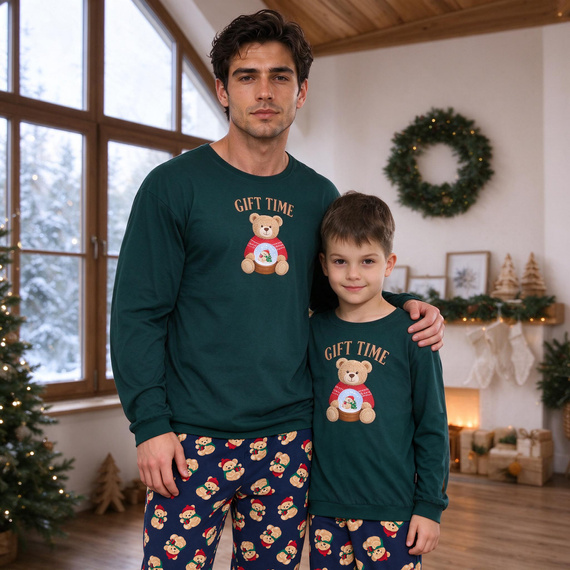 Cornette Gift Time 115/321 Piżama Męska Świąteczna Zielona 100% Bawełna