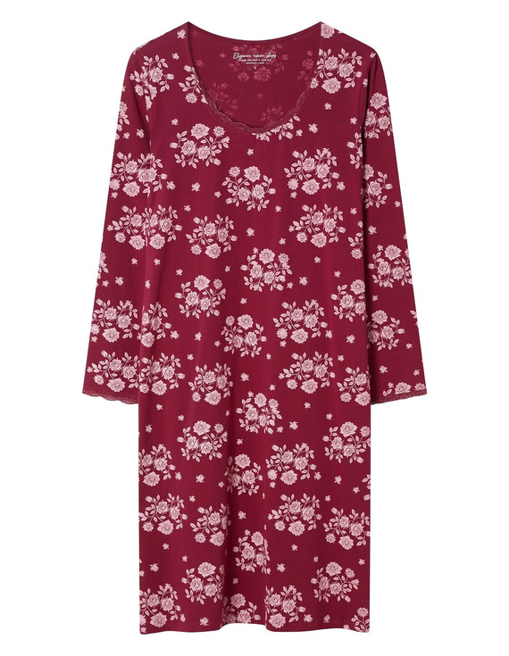 Henderson Greta 45407 Koszula Nocna 100% Bawełna Koronka Carmine