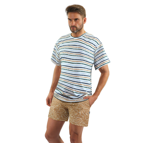 2651/03 Piżama Męska krótki rękaw, spodenki Sesto Senso - beżowy