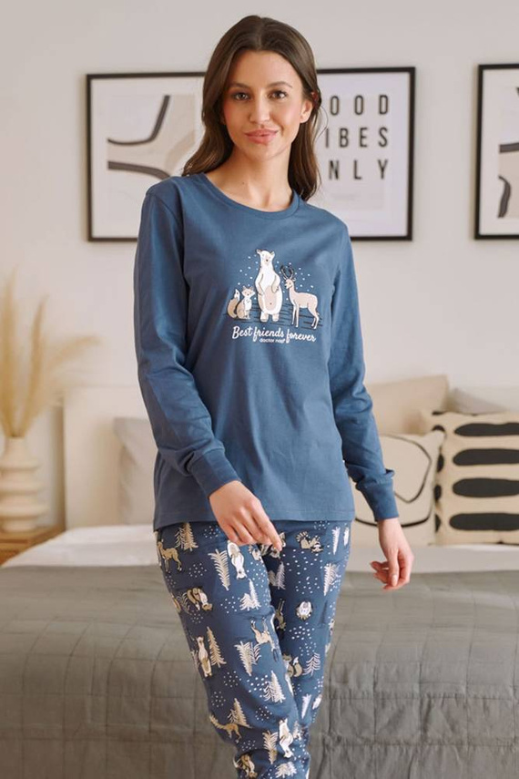 4340 "Animals" Piżama Damska Doctor Nap - deep blue