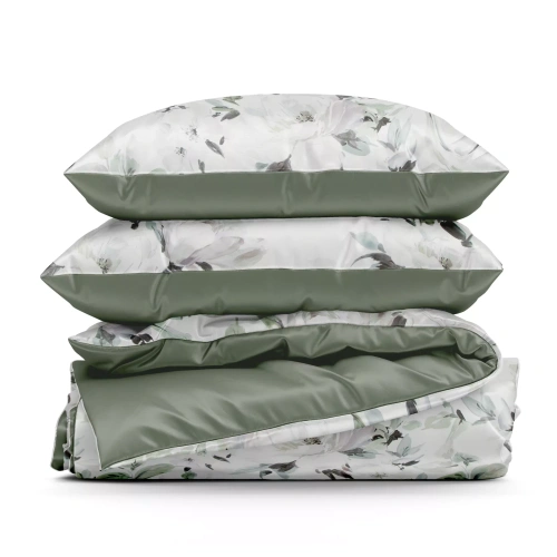 Pościel kwiatowa Loti Design 91 dwustronna miękka z zamkiem elegancka zielona