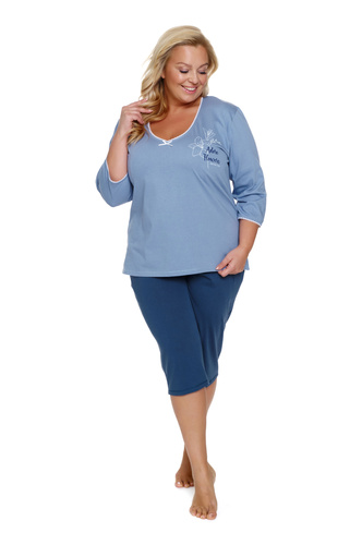 7262 Piżama Damska Plus Size Doctor Nap - sky blue
