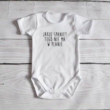 Body krótki rękaw "Jakie spanie? Tego nie ma w planie" Moocha białe