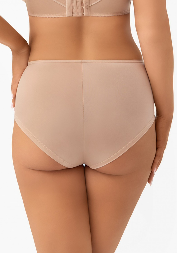 Figi Lotta F007 Gorsenia migdałowe – wysokie majtki z haftem i microfibry