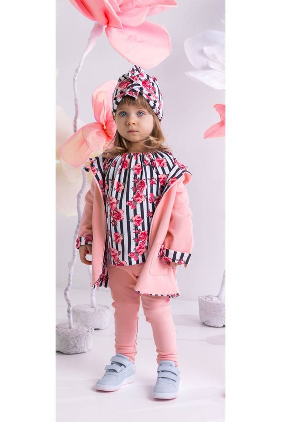 184139 Bluzka z długim rękawem "Nana" Nicol - kwiaty/paski