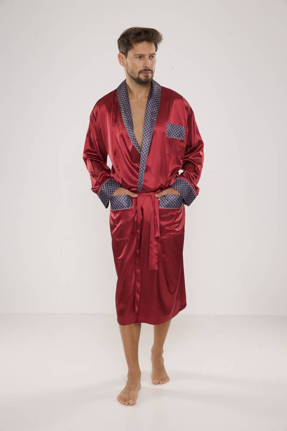 940 Satyna szlafrok męski Forex - bordo