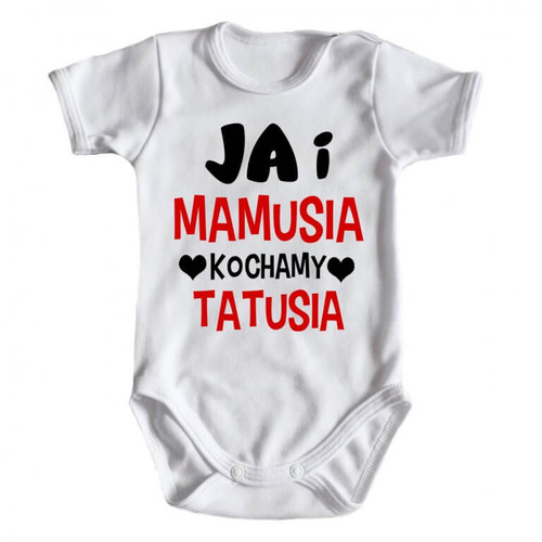 "JA i mamusia kochamy tatusia" Body krótki rękaw Moocha czarny