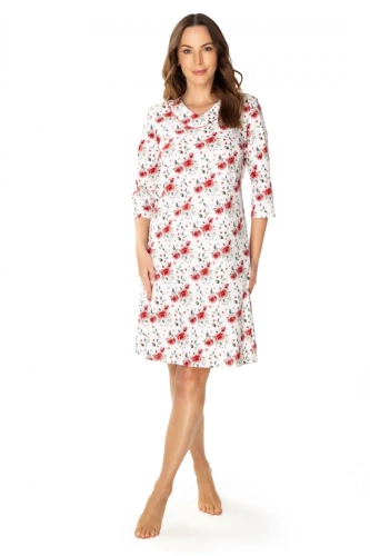 86677 Malina Koszula nocna Mewa druk kwiaty