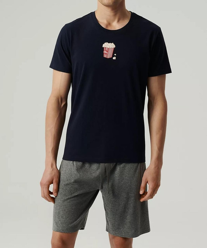 NMP-383  Piżama męska krótki rękaw, Atlantic-granatowy szary