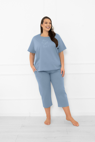 Piżama damska Ksara – krótki rękaw, spodnie 3/4, bawełna Italian Fashion - stalowy 