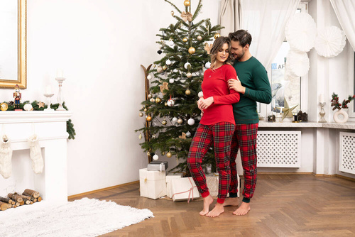 Tess Piżama Damska długi rękaw i długie spodnie Italian Fashion - czerwony/druk