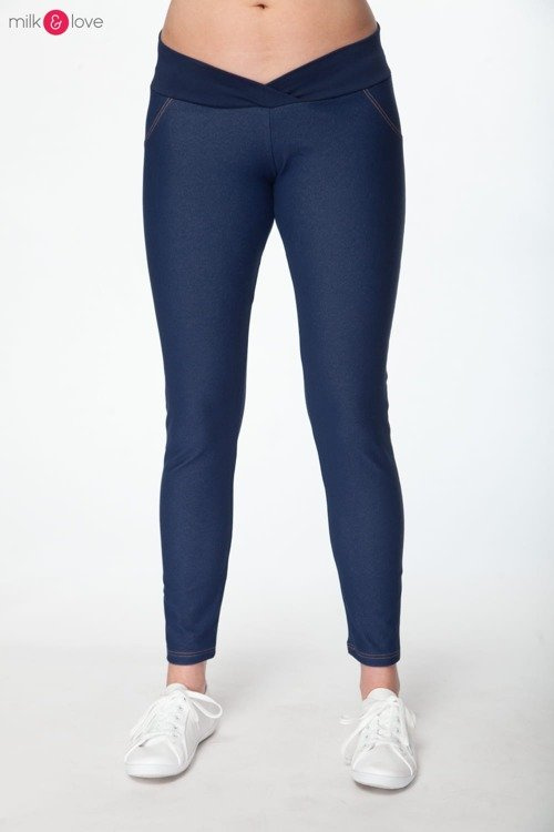 Tregginsy ciążowe z niskim pasem Milk&Love granatowe