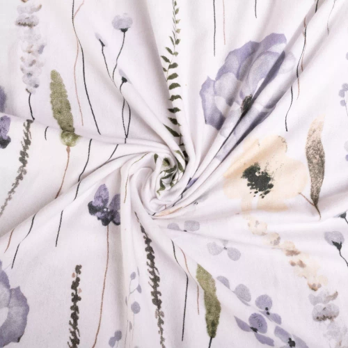 F-90 Pościel flanelowa kwiaty Matex biały/niebieski