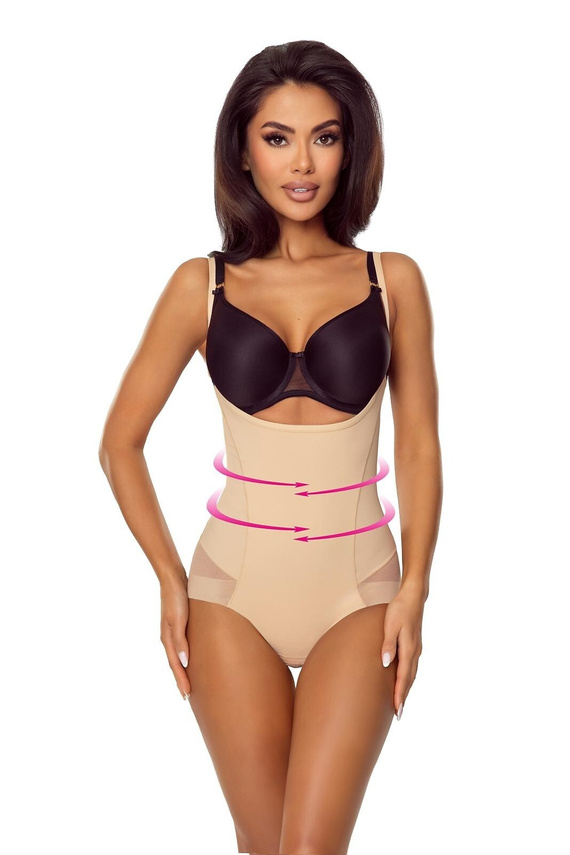 Body 7006 Ofelia Lapinee Beżowe Body Wyszczuplające Pod Biust Modelujące Sylwetkę