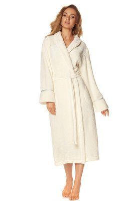 2084 Satyn Szlafrok Damski pluszowy L&L - ecru