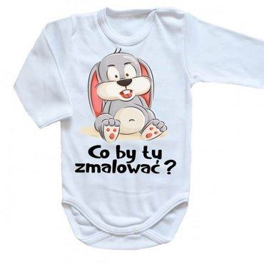 "Wielkanoc – Co by tu zmalować?" Body długi rękaw Moocha biały