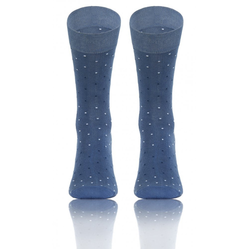 Classic Skarpety męskie garniturowe Sesto Senso wzór kropki jeans