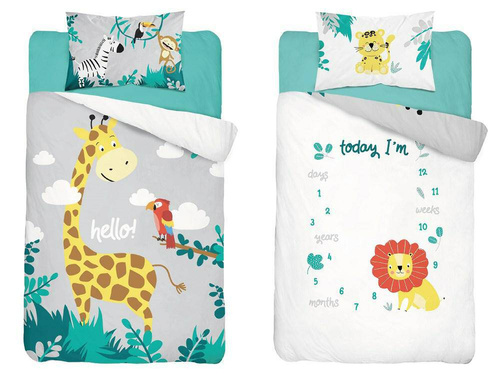 3945 B Mayamoo 105 Pościel bawełniana do łóżeczka żyrafy Detexpol szary