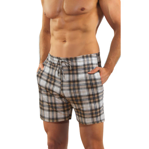 2187/27 Piżama męska krótki rękaw krótkie spodnie Sesto Senso latte