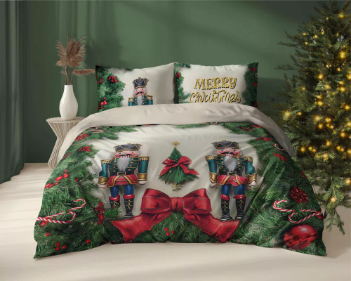 5300 A Pościel świąteczna dziadek do orzechów Detexpol kremowy