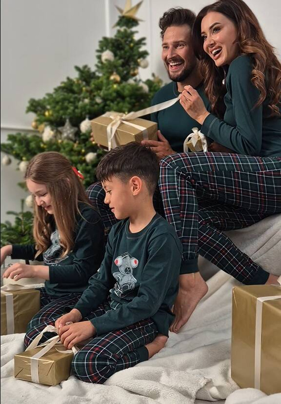 Foggia Piżama Damska długi rękaw, długie spodnie Italian Fashion - zielony/druk