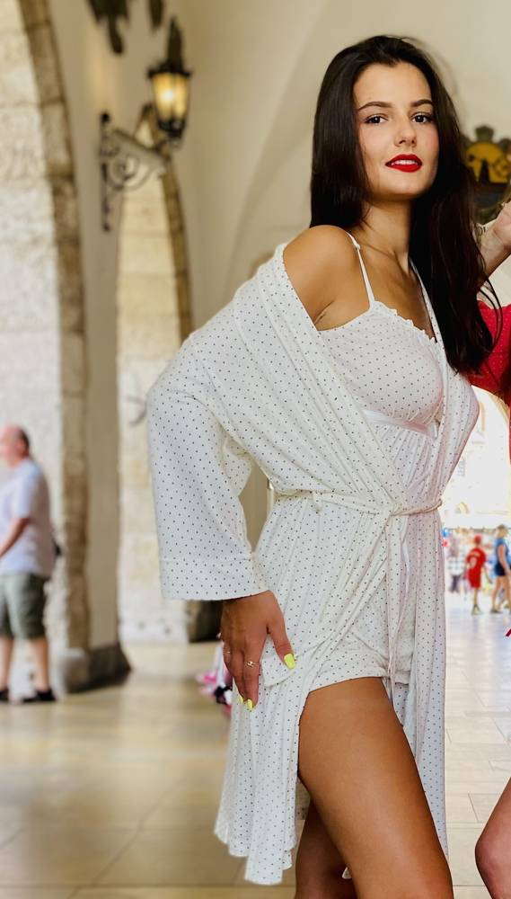 915 Kropki Piżama damska Forex - ecru