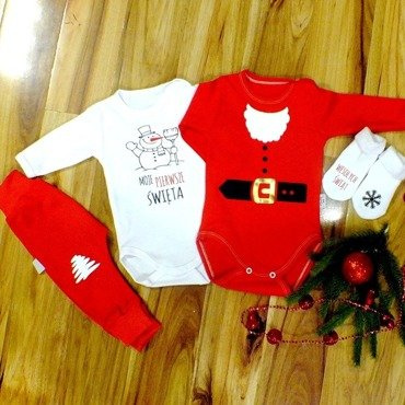 K1 Zestaw świąteczny 2xbody, spodnie, skarpetki Moocha