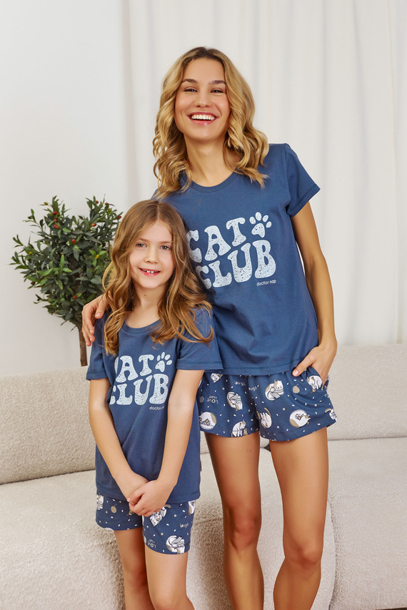 7205 "Cat club" Piżama dziecięca Unisex Doctor Nap - deep blue