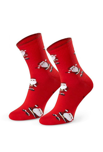 Art.136 Skarpety świąteczne męskie Steven czerwony 165 – wzory bożonarodzeniowe, bawełna