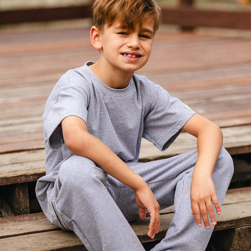 T-shirt dziecięcy oversize Eevi Simply Comfy 100% bawełna- szary