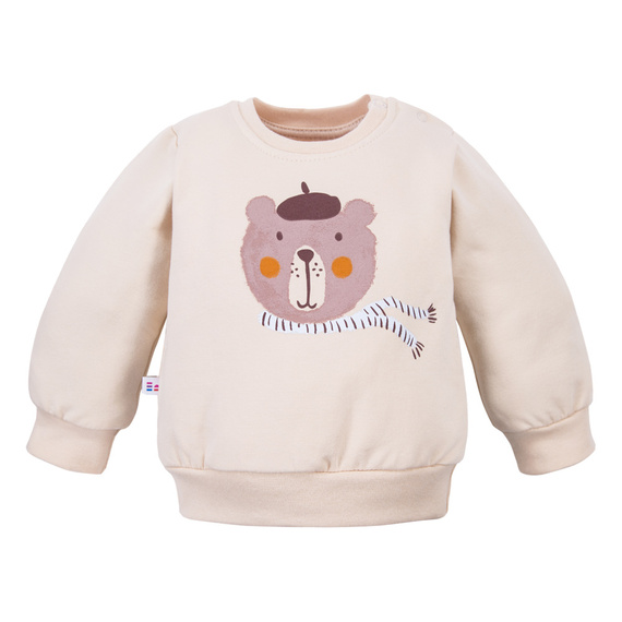 Beary Cool Bluza dresowa Eevi – jasny beż, bawełna, nadruk misia