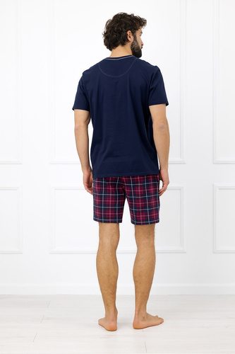 Italian Fashion Brajan piżama męska Mega Soft bawełna szorty w kratę